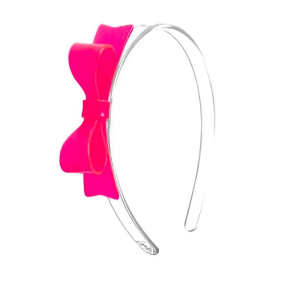 Girls Acrylic Neon Pink Bow Headband (3-6T)